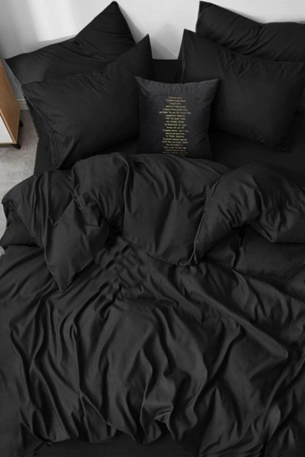Black single duvet cover set soft cotton polyester blend