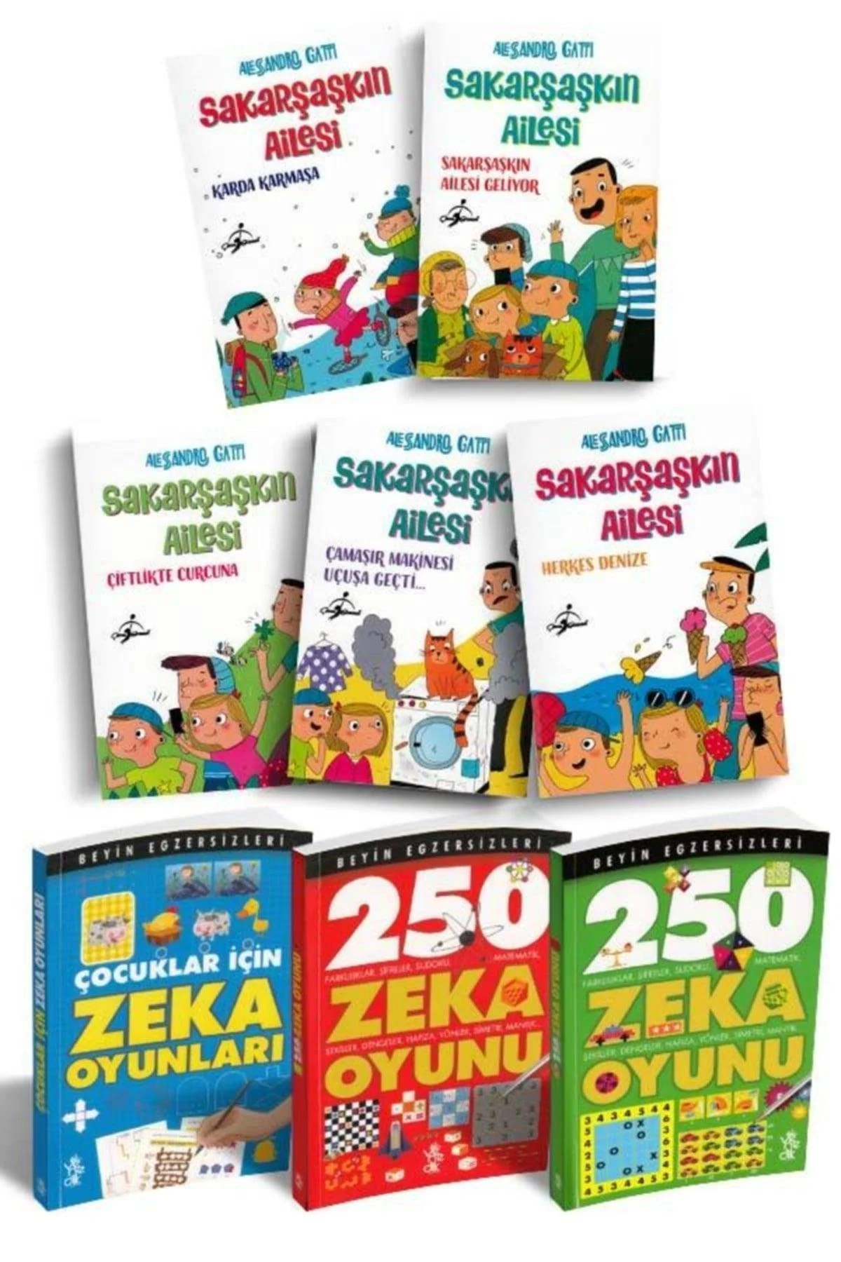 Children's activity books set with puzzles and stories for ages 6 to 10