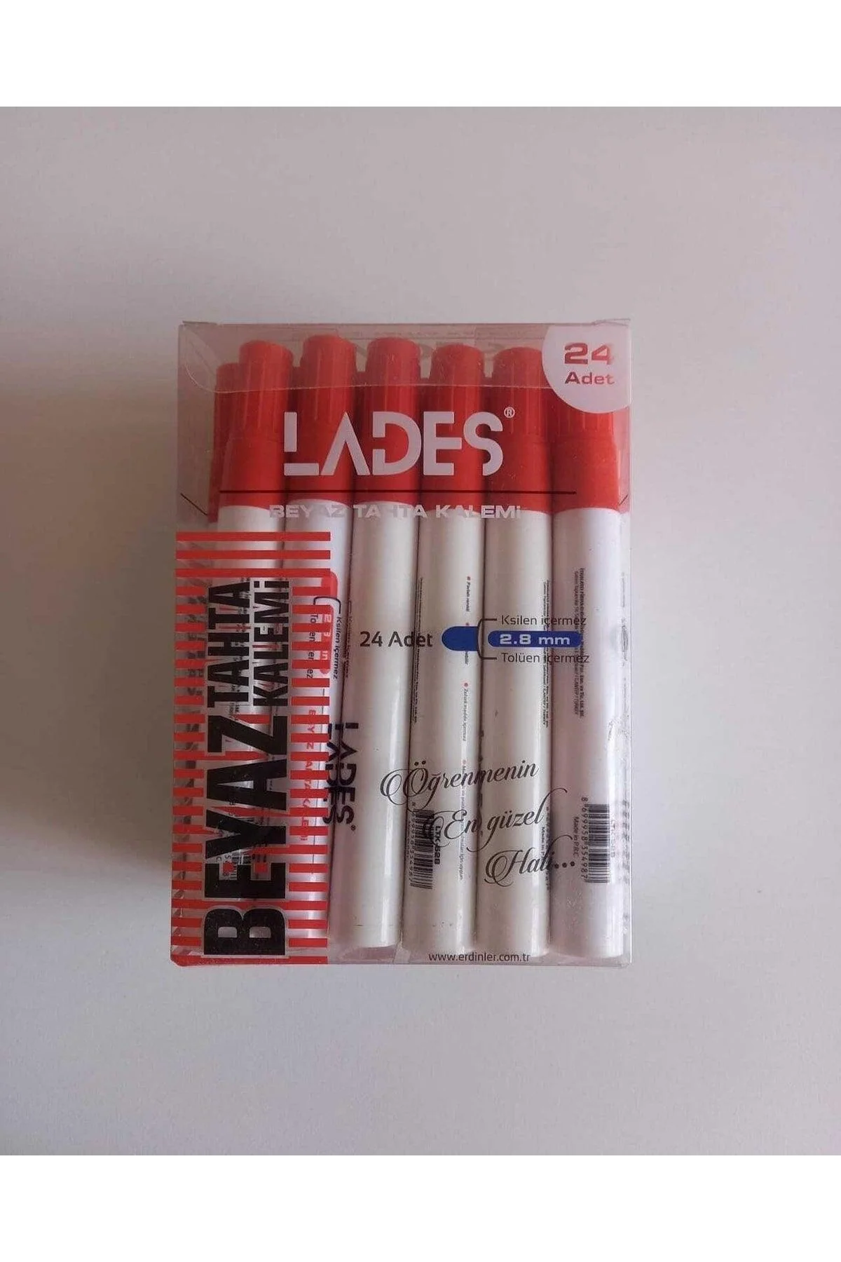 24-piece set of red wooden whiteboard markers for classrooms and offices