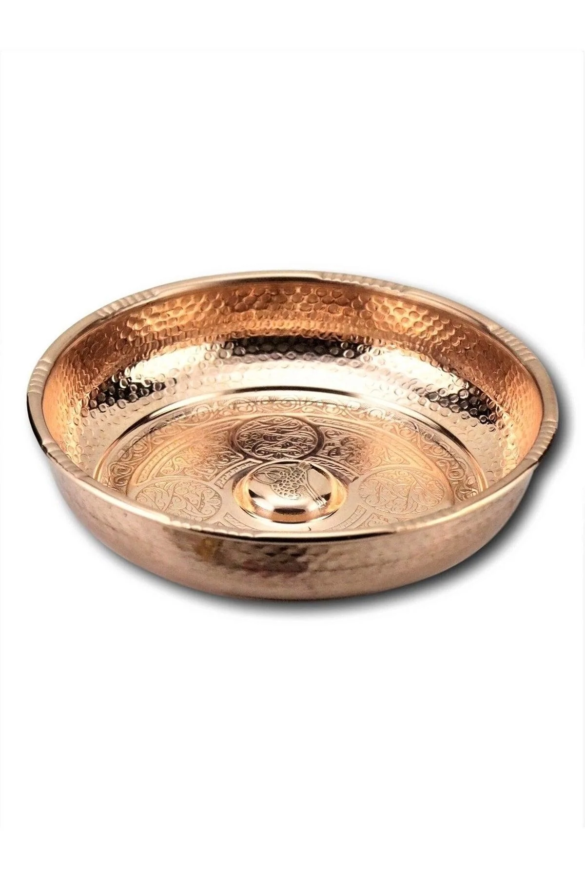 Handcrafted copper bath bowl with traditional motif design