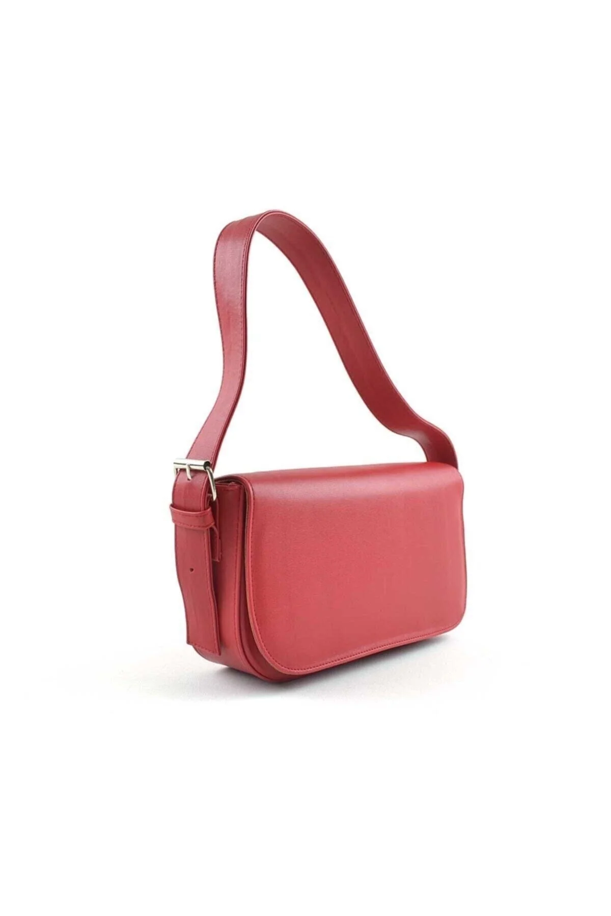 Red Baguette Bag in Artificial Leather