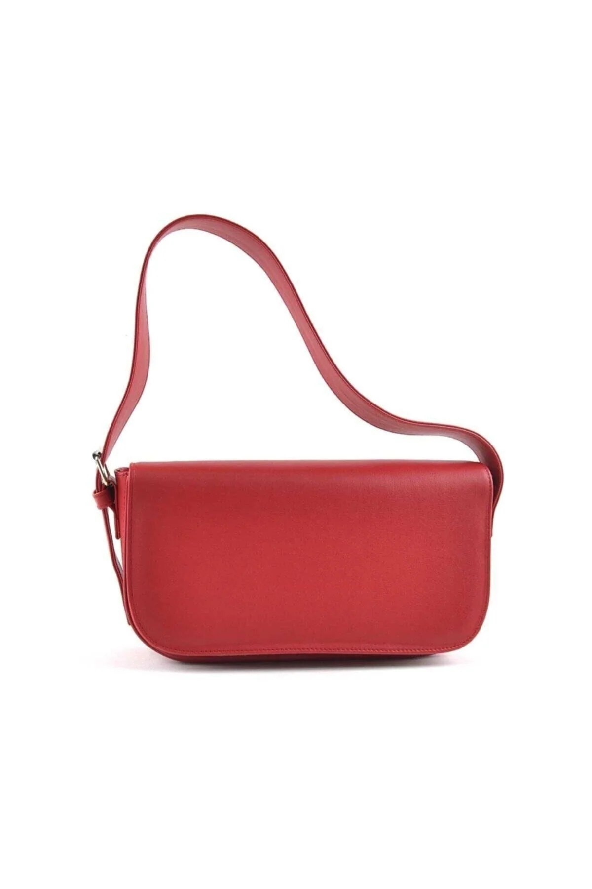 Red Baguette Bag in Artificial Leather
