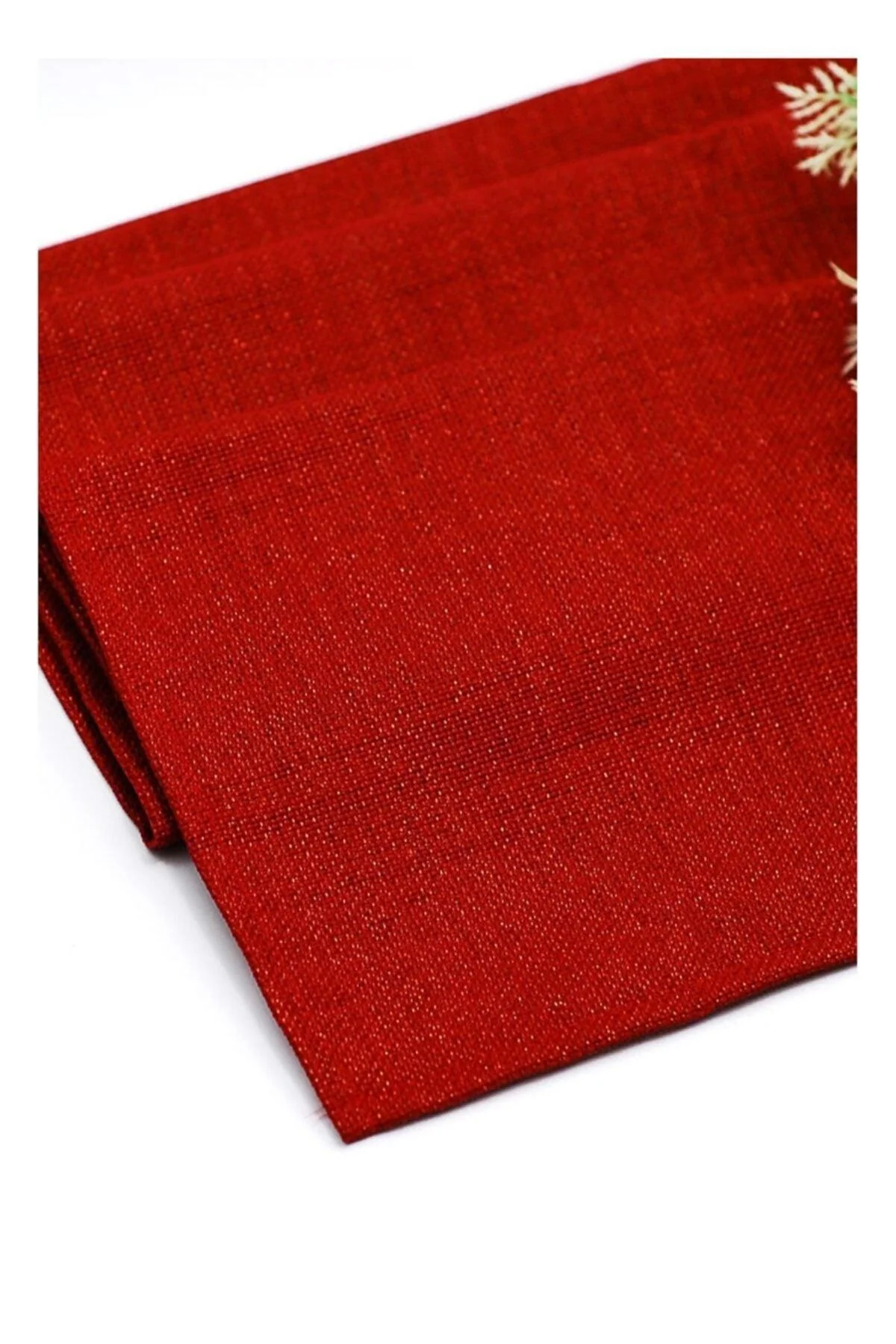 Red linen table runner with stain-resistant fabric