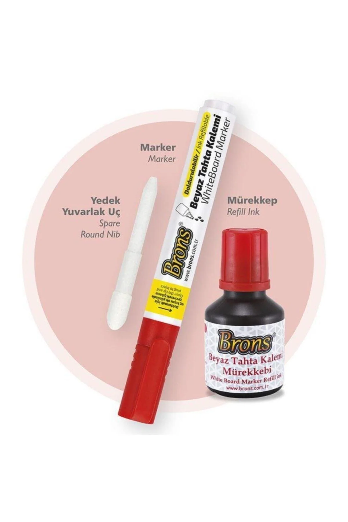 Refillable pen set with replacement tips in red