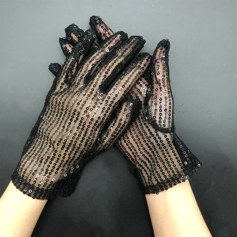 Reflective Sequin Stage Gloves for Women