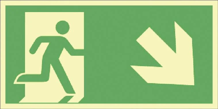 Right‑Hand Escape Route Sign 297 mm × 148 mm Plastic