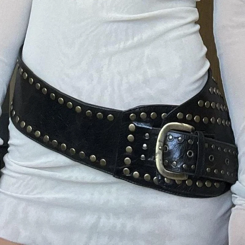 Retro Leather Wide Belt for Men
