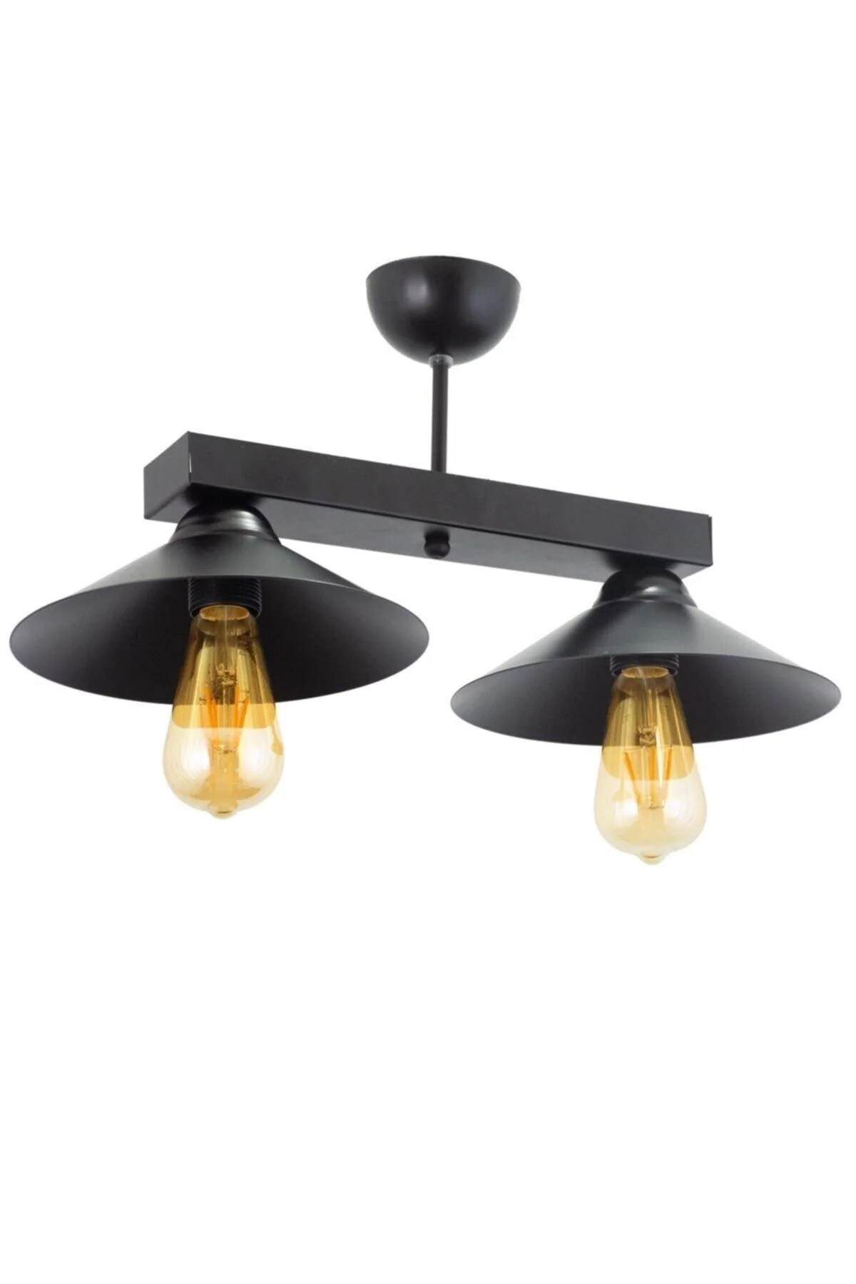 Black Metal Chandelier with Two E27 Sockets, 49cm Diameter