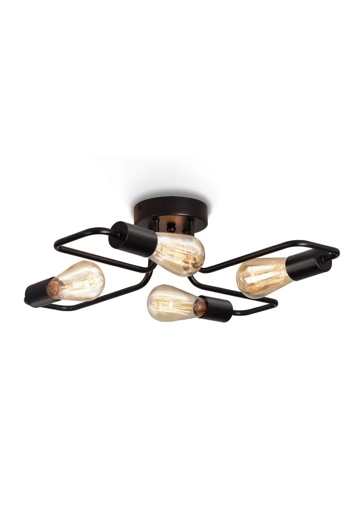 Black metal quad chandelier with adjustable arms