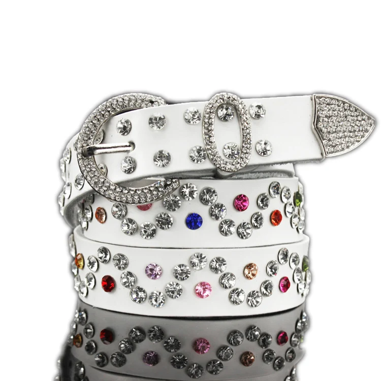 Rhinestone Leather Belt