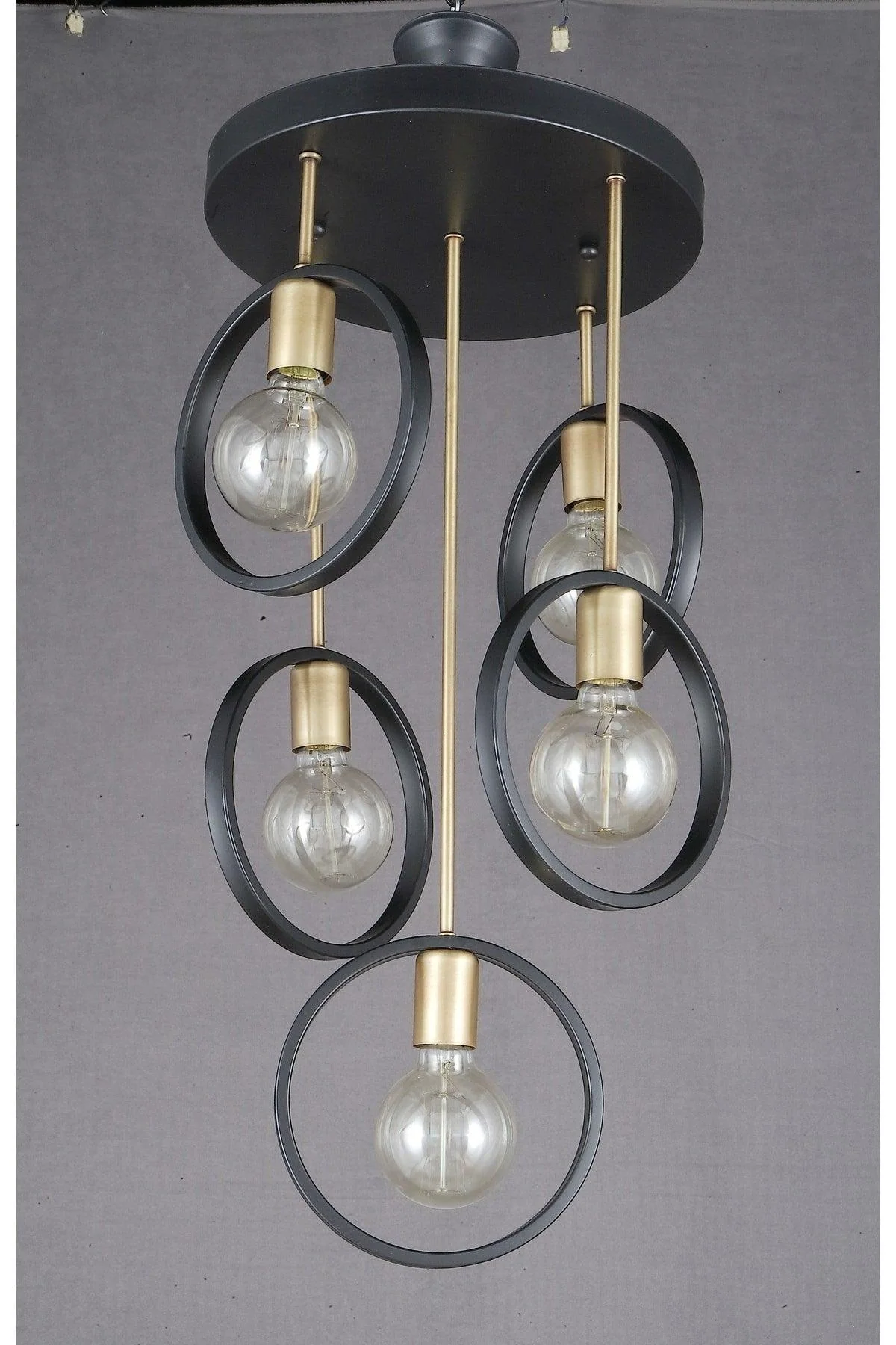 Industrial Style Pendant Light with Iron Frame - E27 Bulb Socket