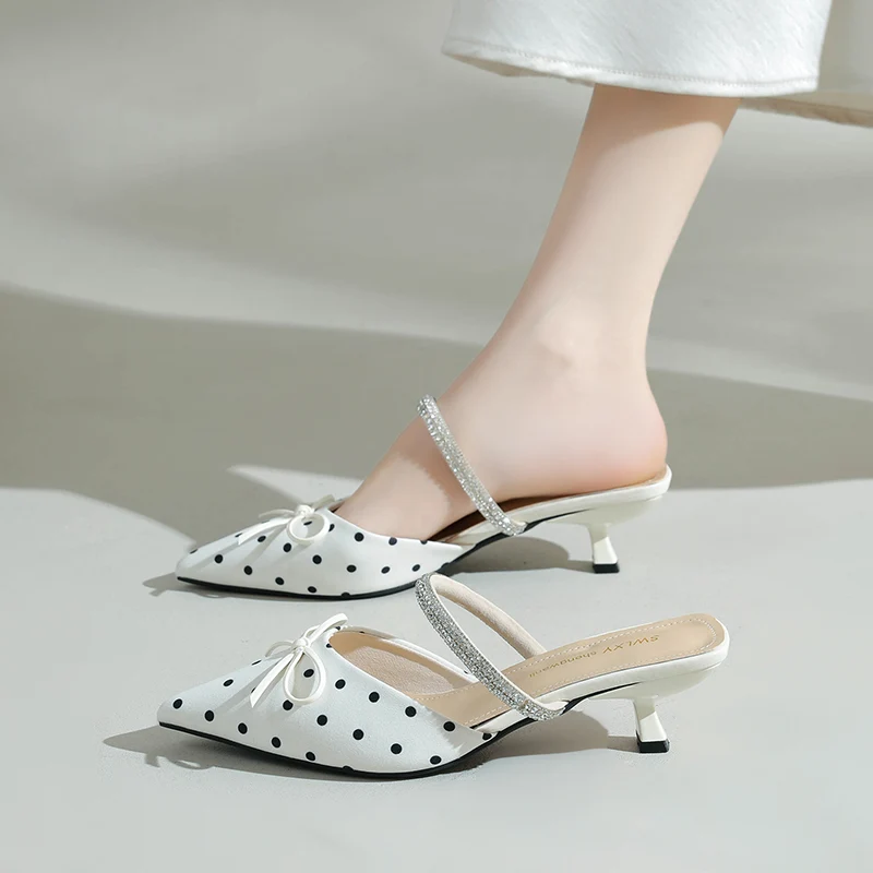 Romantic Polka Dot Kitten Heels