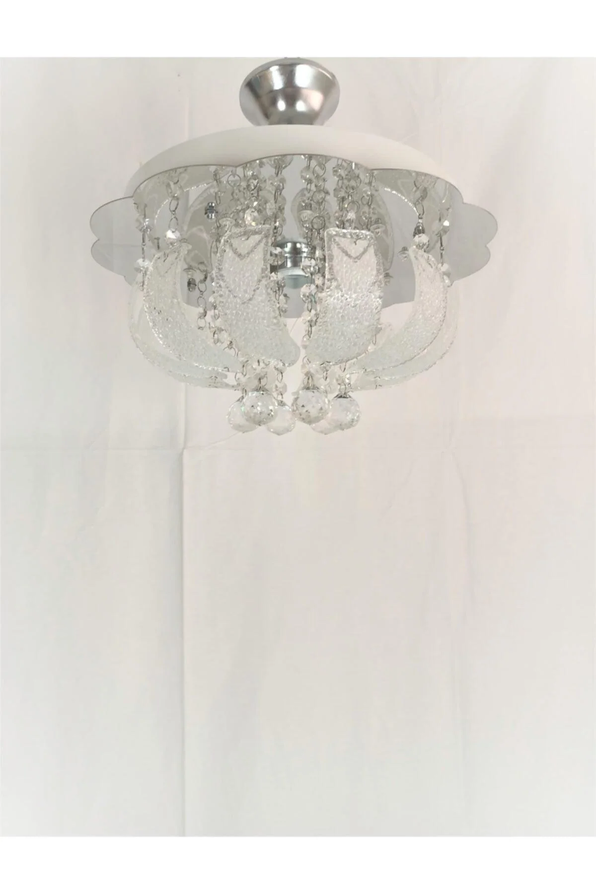 Remote-Controlled RGB LED Chandelier with Crystal Accents