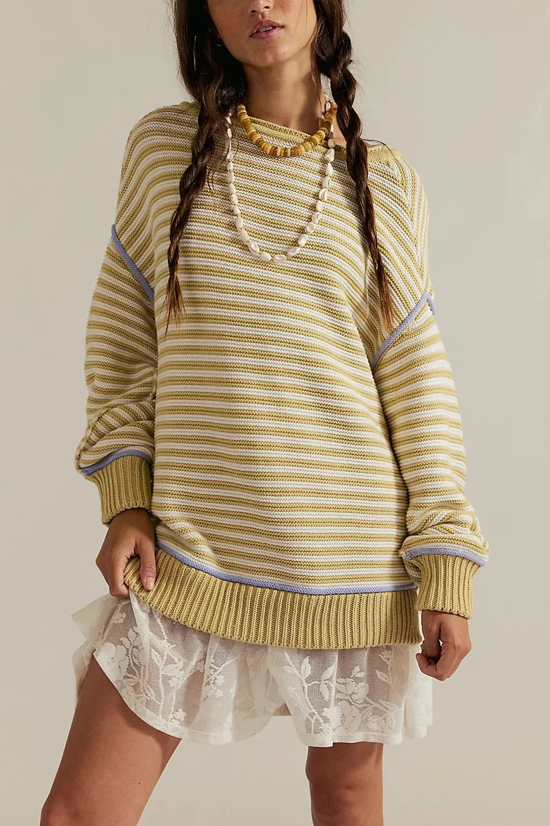 Round Neck Pullover Loose-fitting Long Sleeves Sweater
