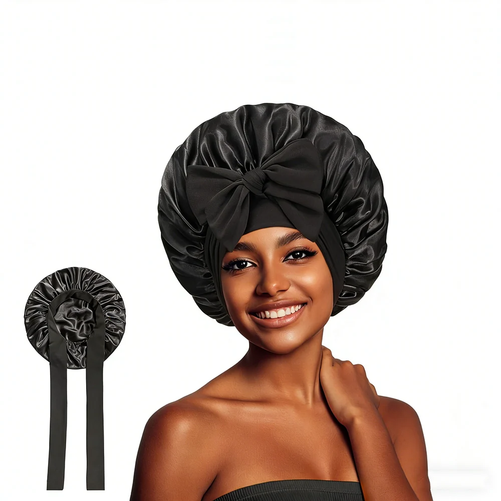 Satin Sleep Bonnet with Bow Knot