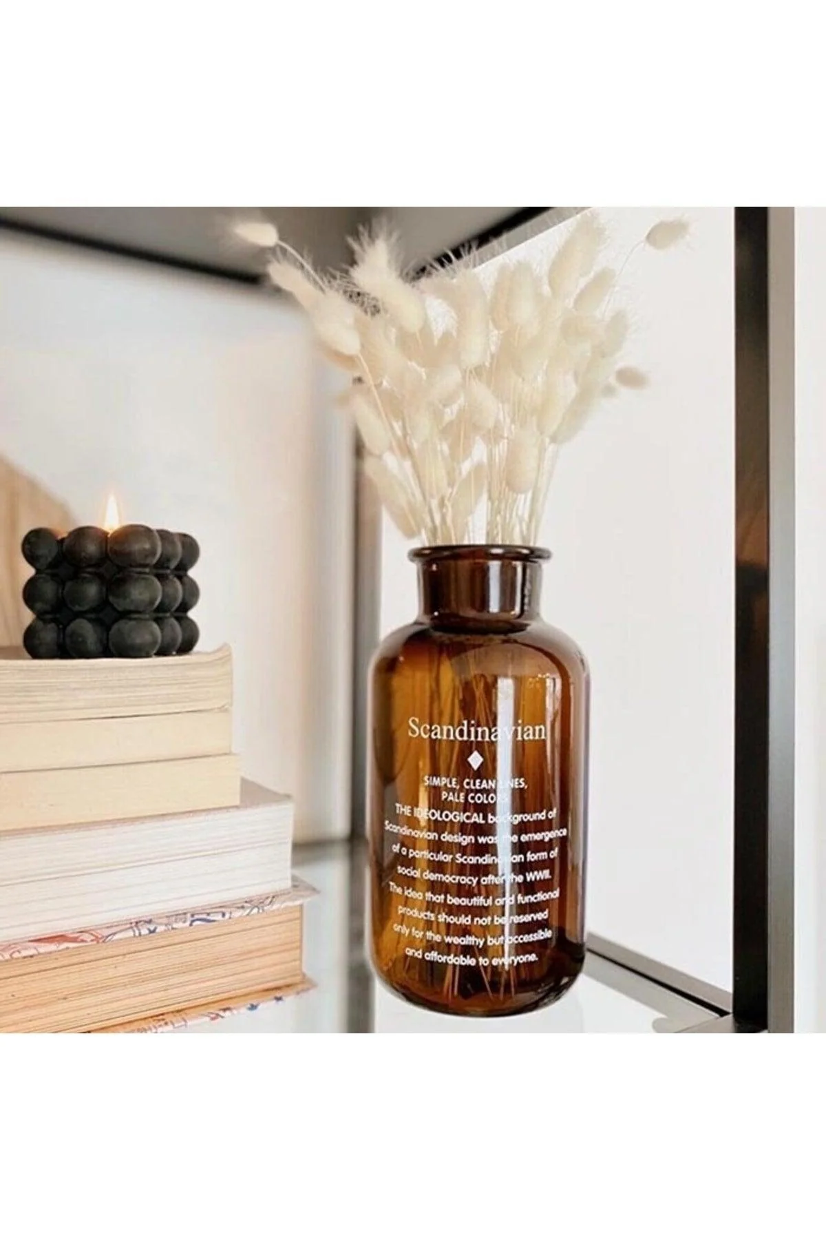 Scandinavian Amber Glass Vase – 20 cm × 5 cm Minimalist Décor