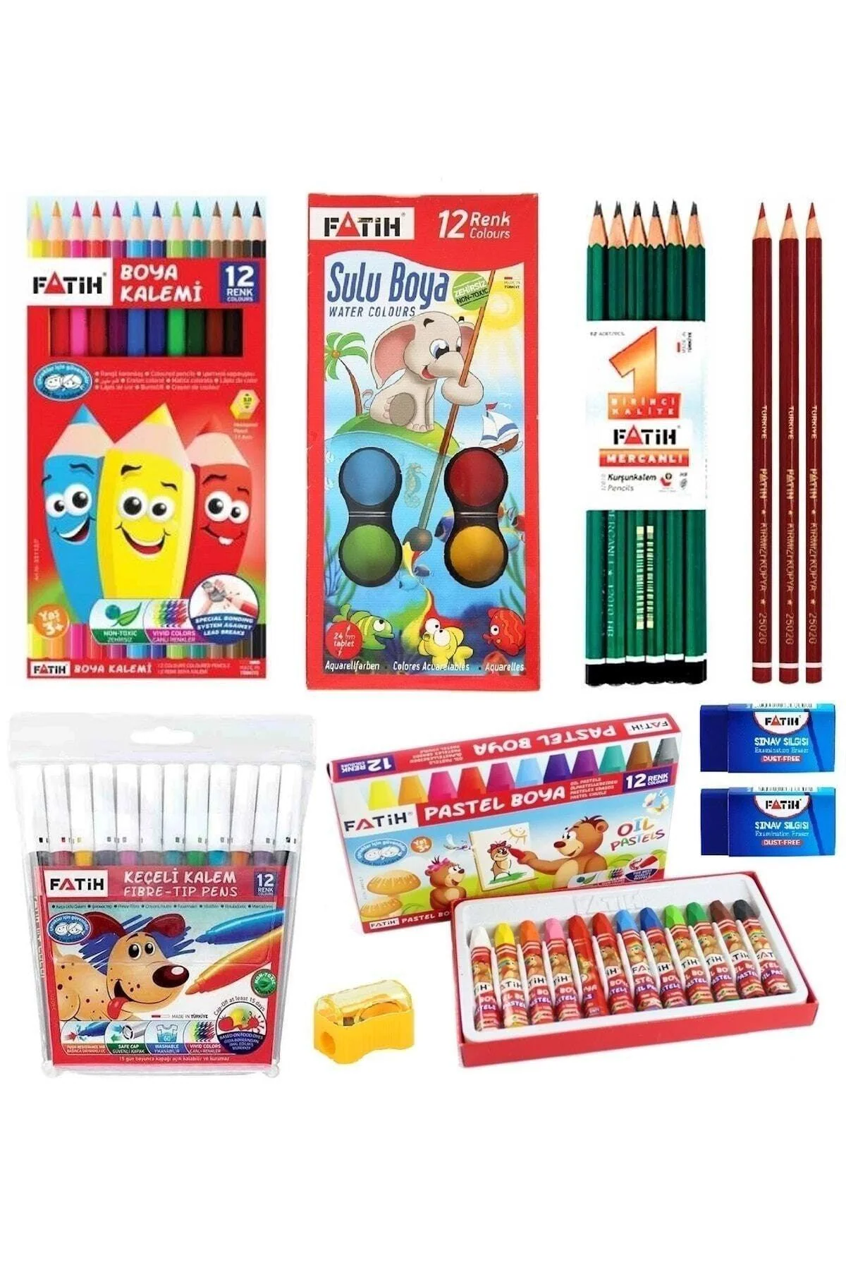 School stationary set with pens pencils and accessories