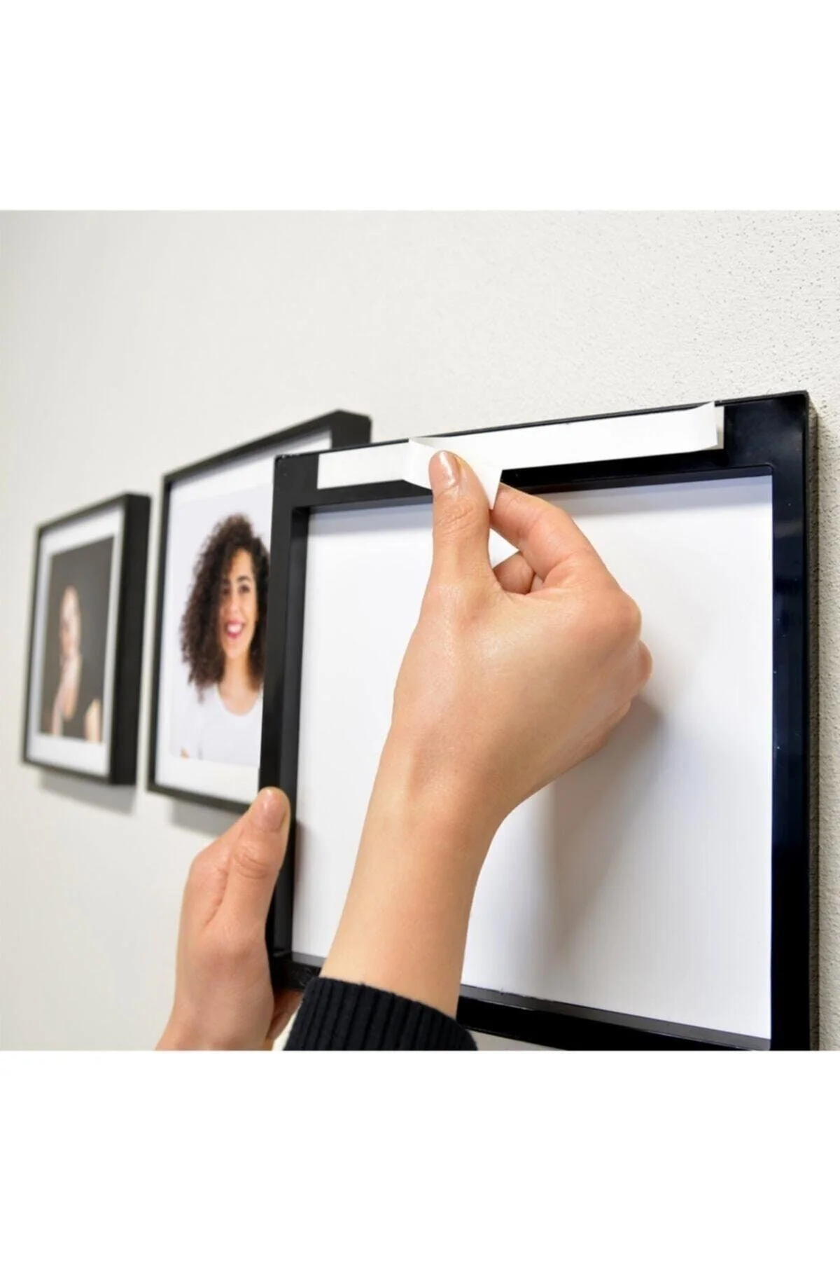 Black Plastic Photo Frames – 20 x 20 cm, Glass-Free Wall Display (3 Pack)