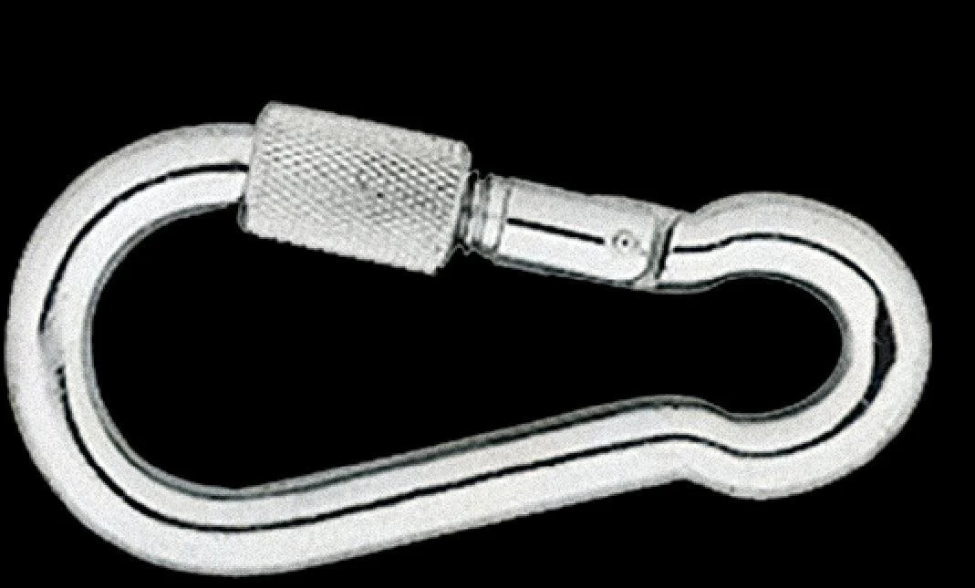 90 mm Galvanized Screw‑Lock Carabiner Hook