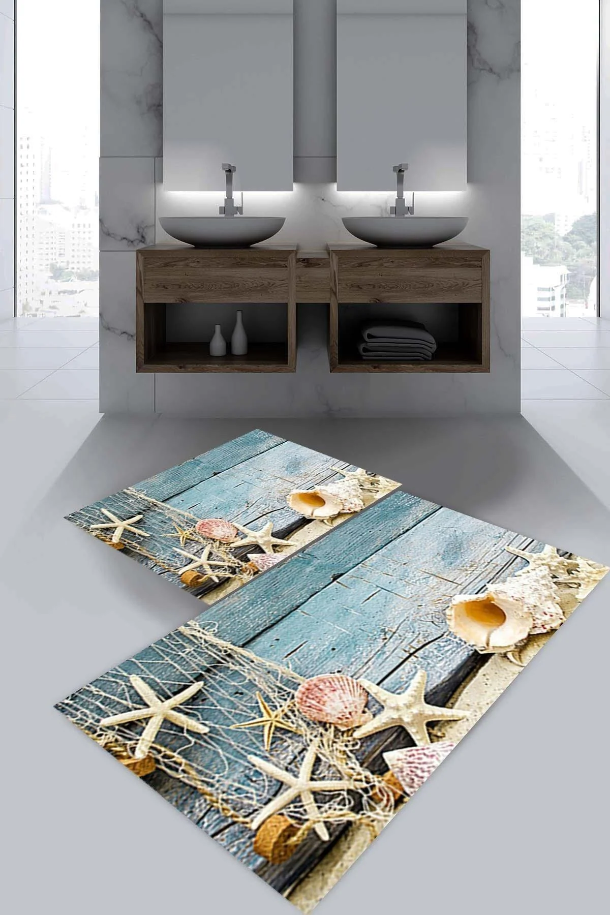Non-Slip Bath Mat Set, 60 x 100 cm or 50 x 60 cm