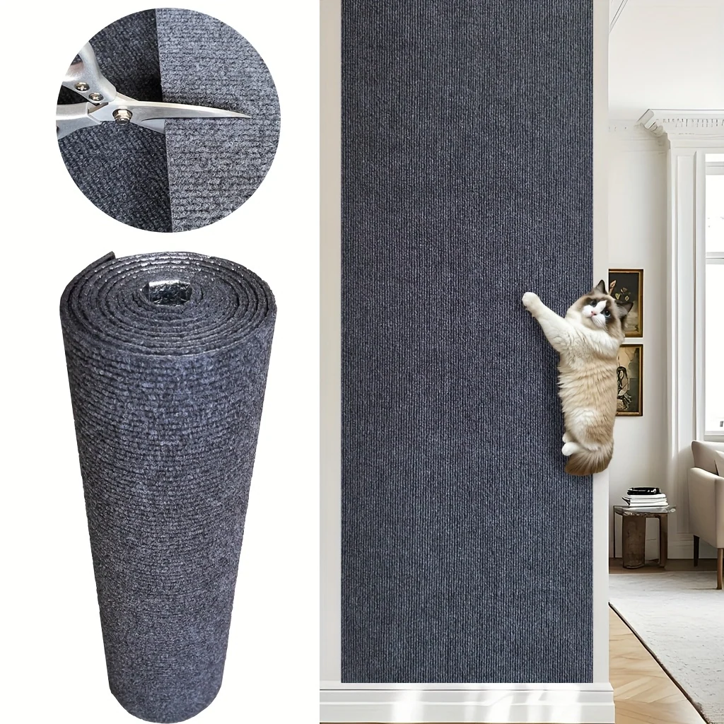 Self-adhesive cat scratching mat with scratch-resistant felt for walls and furniture