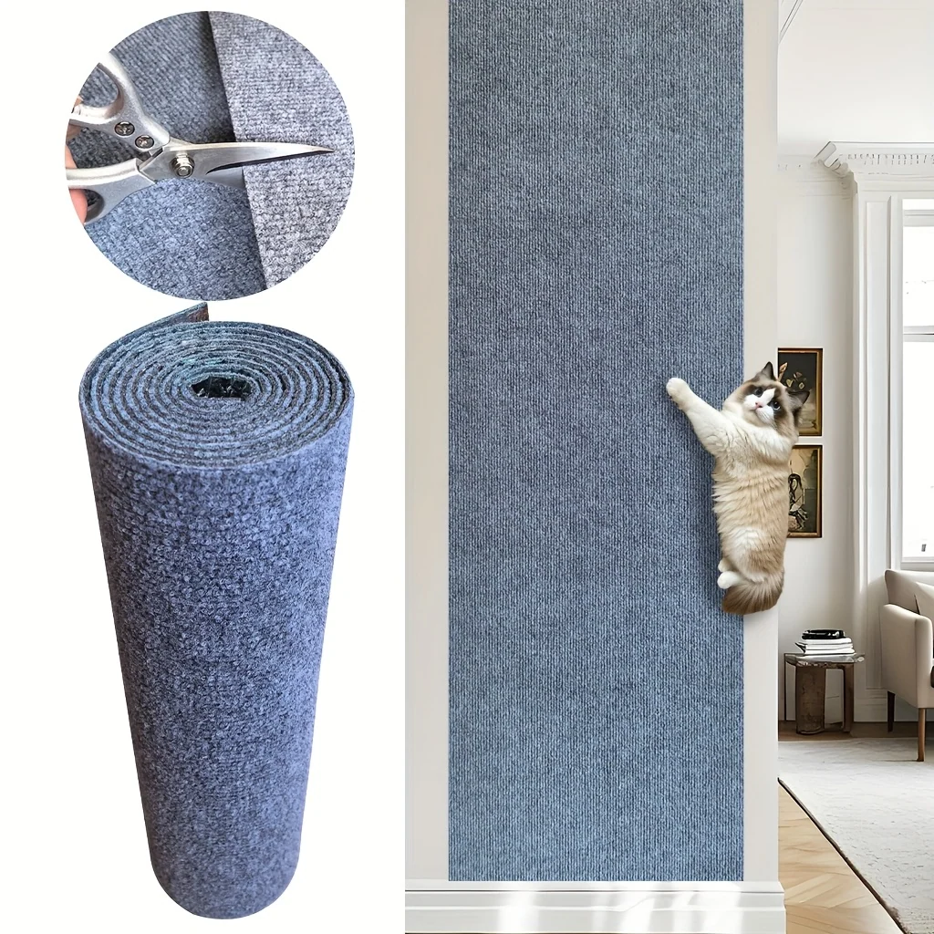 Self-adhesive cat scratching mat with scratch-resistant felt for walls and furniture