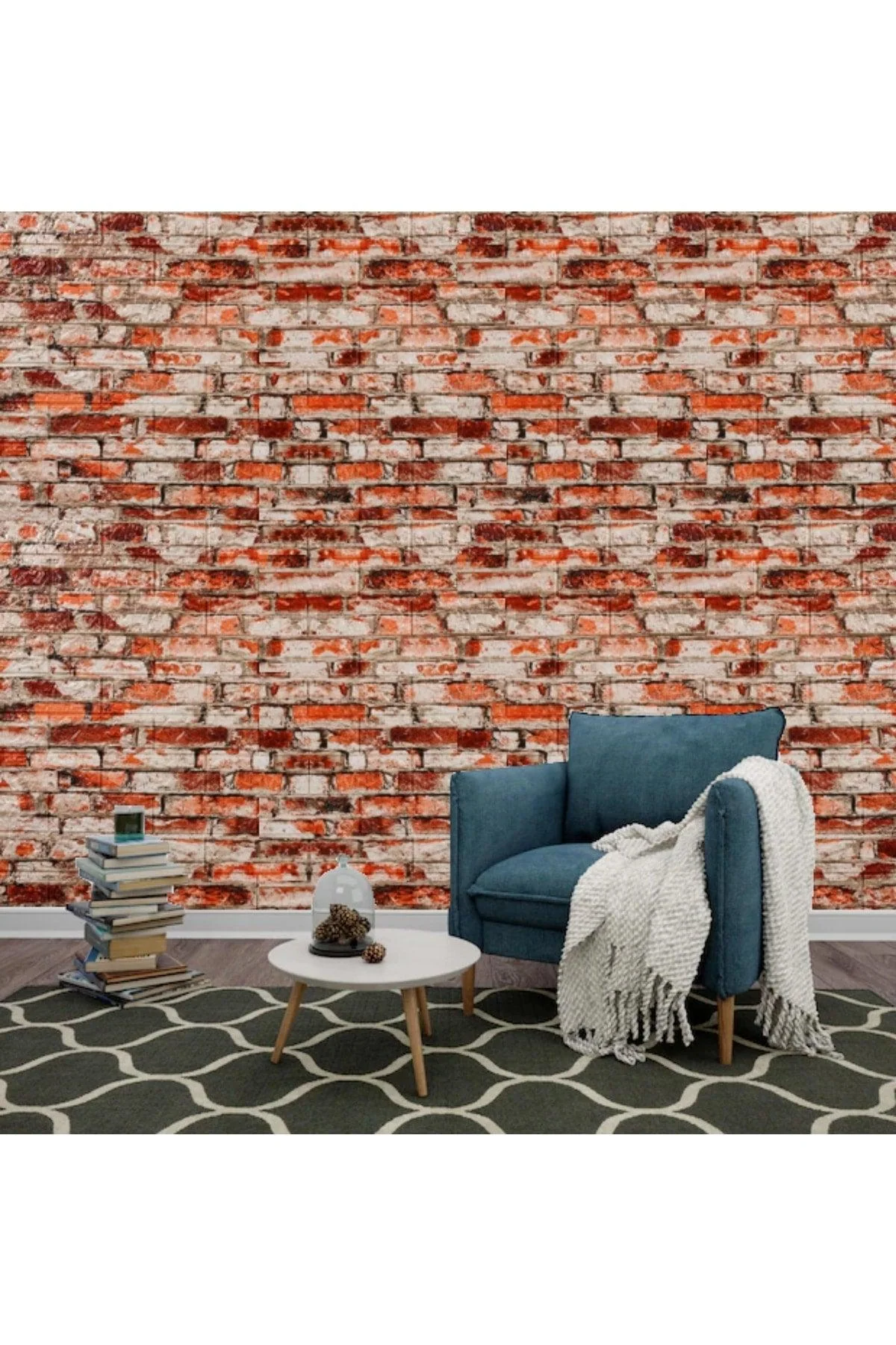 Self-adhesive brick pattern wall panel set for quick backsplash or accent walls
