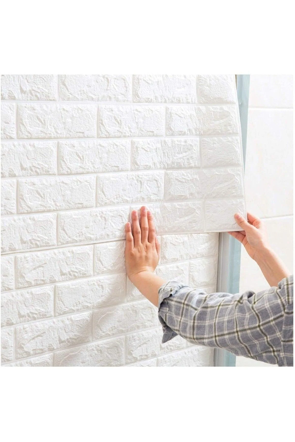 Self-Adhesive Foam Wallpaper Panel – White Stone Pattern, 50×70 cm (0.35 m²)