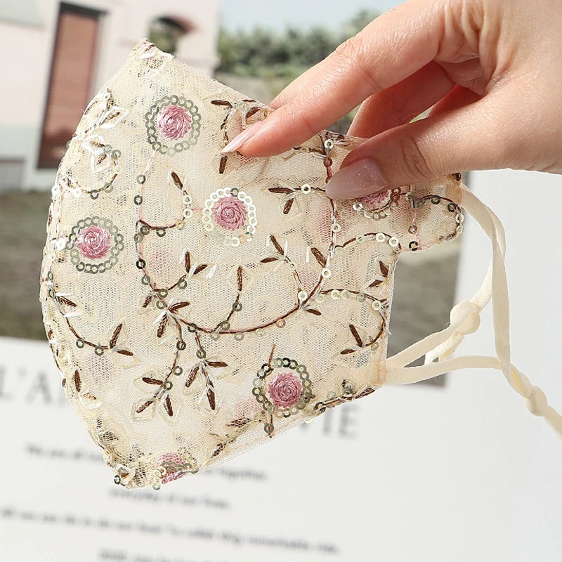 Sequin Rose Face Mask for Women