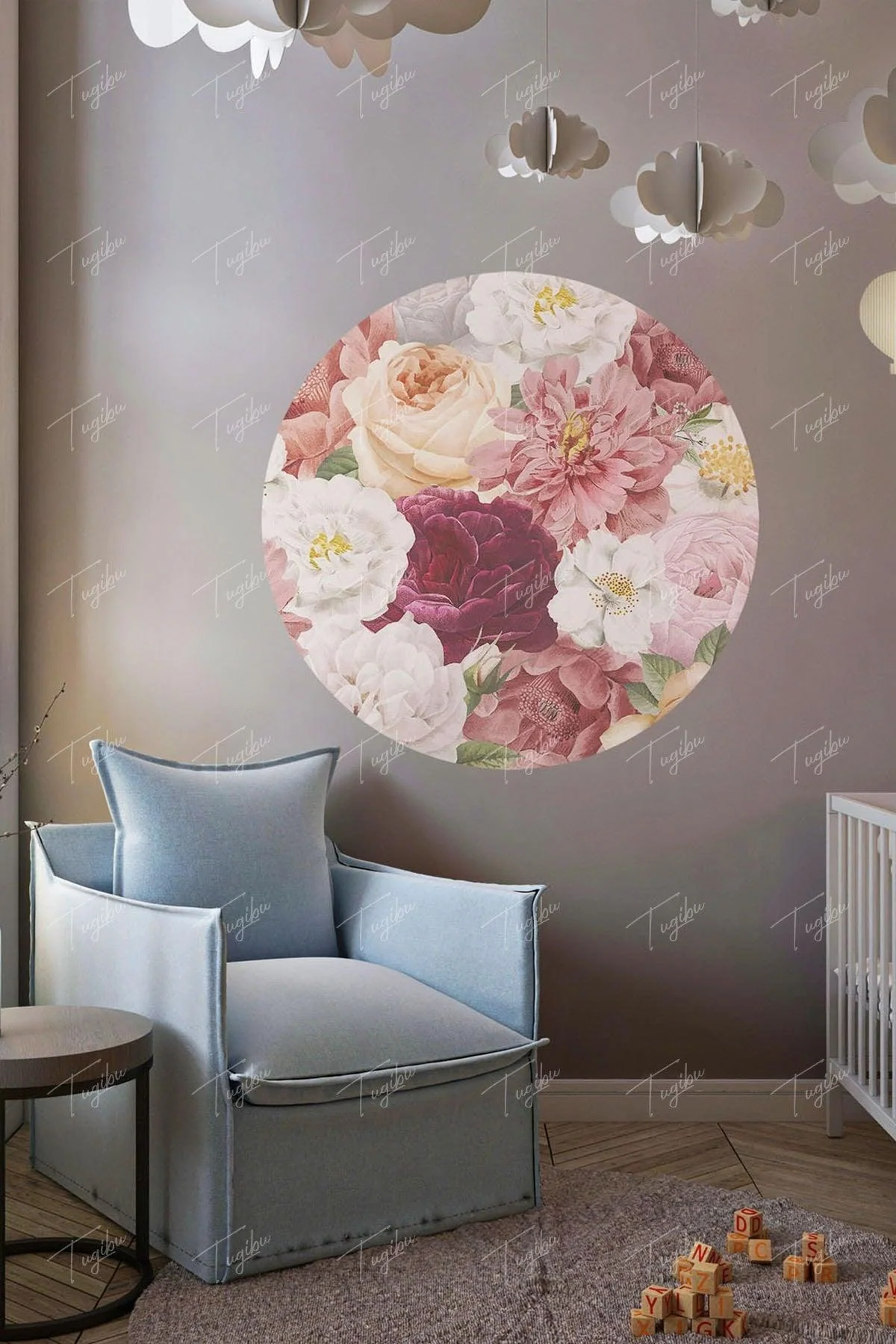 Floral Wall Sticker for Shelf Back – Removable Vinyl Decal
