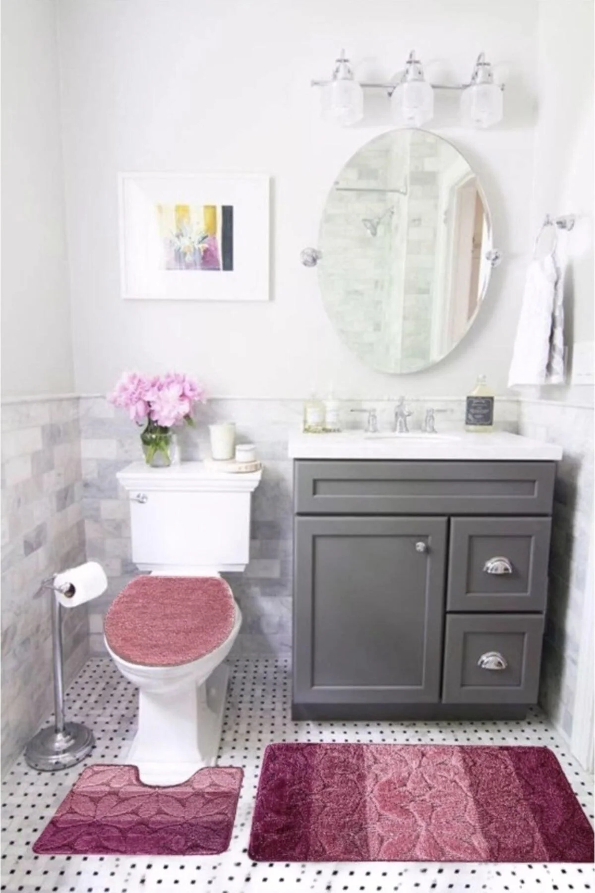 Set of 3 silver polypropylene bathroom closet accessories