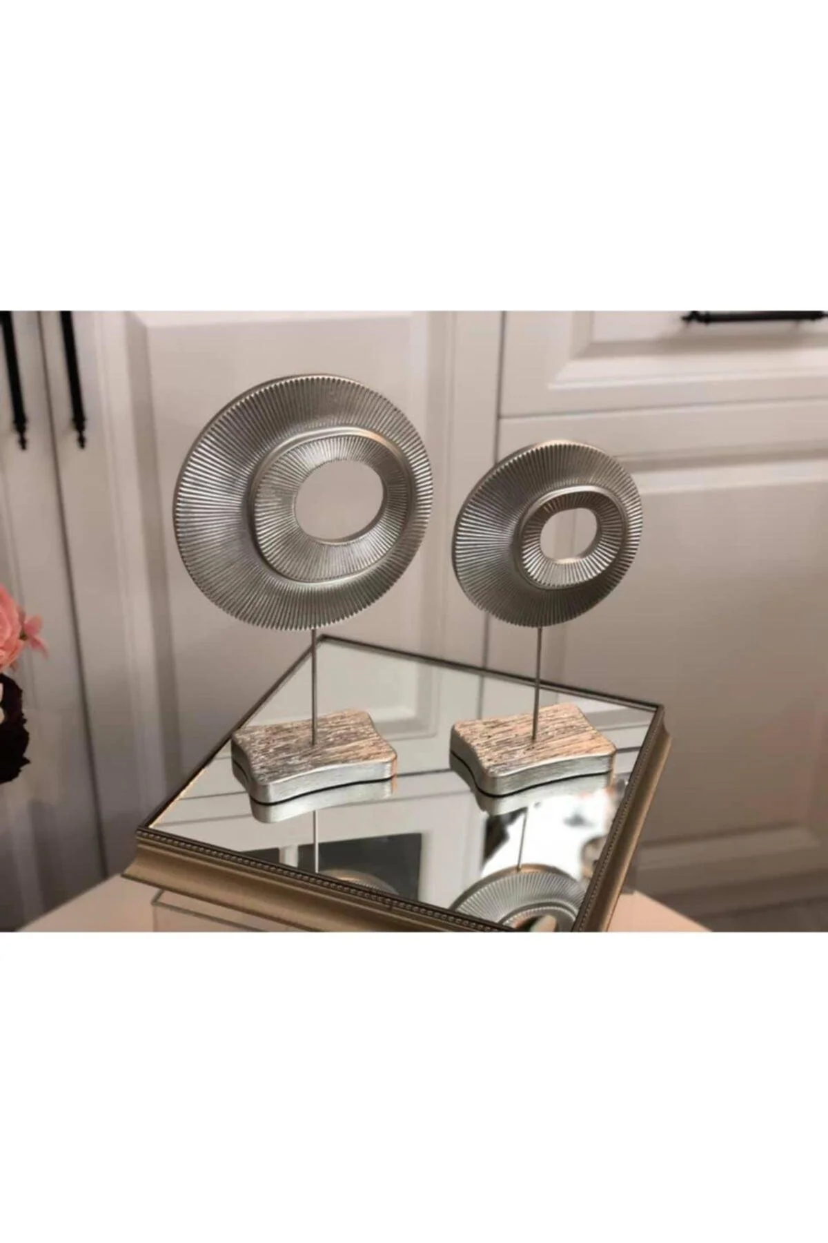 Silver Leaf Modern Decorative Ring Trinket Set – 2 Sizes