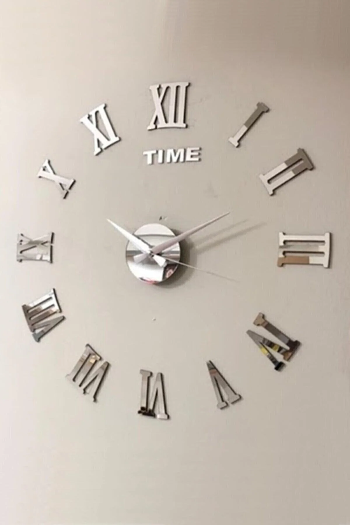 Roman Numeral Wall Clock with 3D Mirrored Numbers