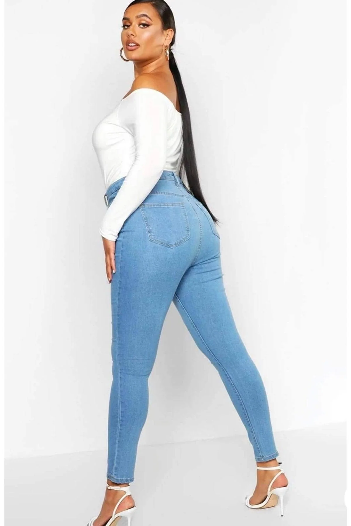 Light Blue Lycra Denim Jeans for Plus Sizes | Soft, Fade-Resistant Women's Jeans