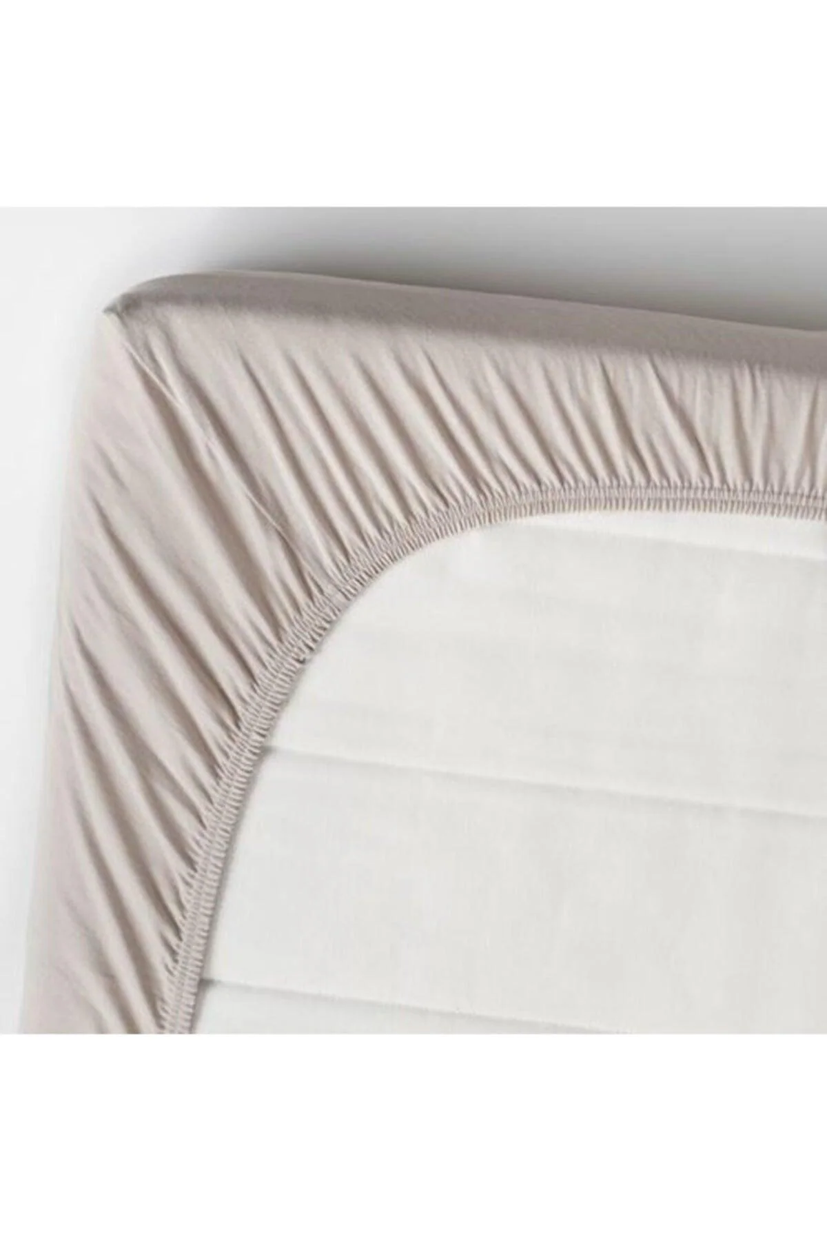 Single cotton bedsheet with elastic corners 100x200cm beige