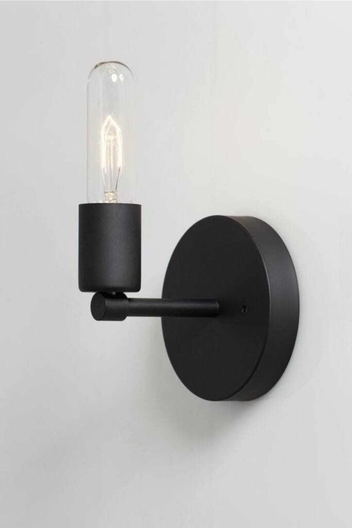 Black Wall Sconce with E27 Socket for LED Bulbs