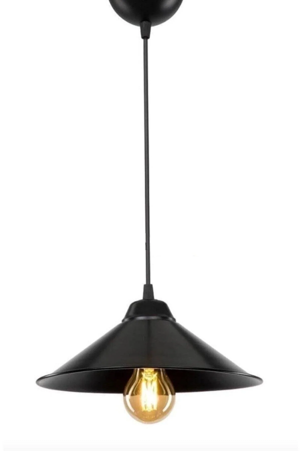 Black Plastic Pendant Lamp with Adjustable 67cm Height