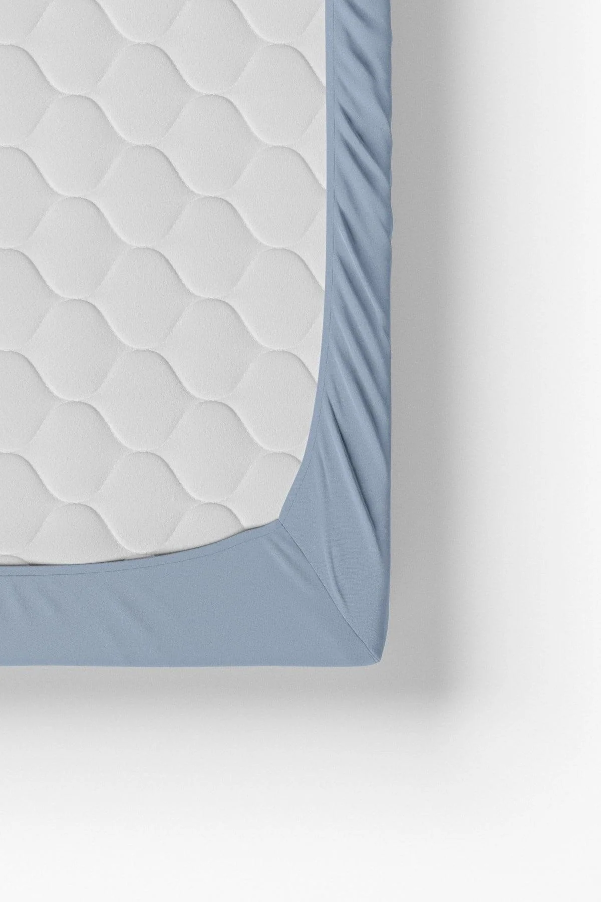 Blue Elastic Cotton Fitted Sheet for Single Bed