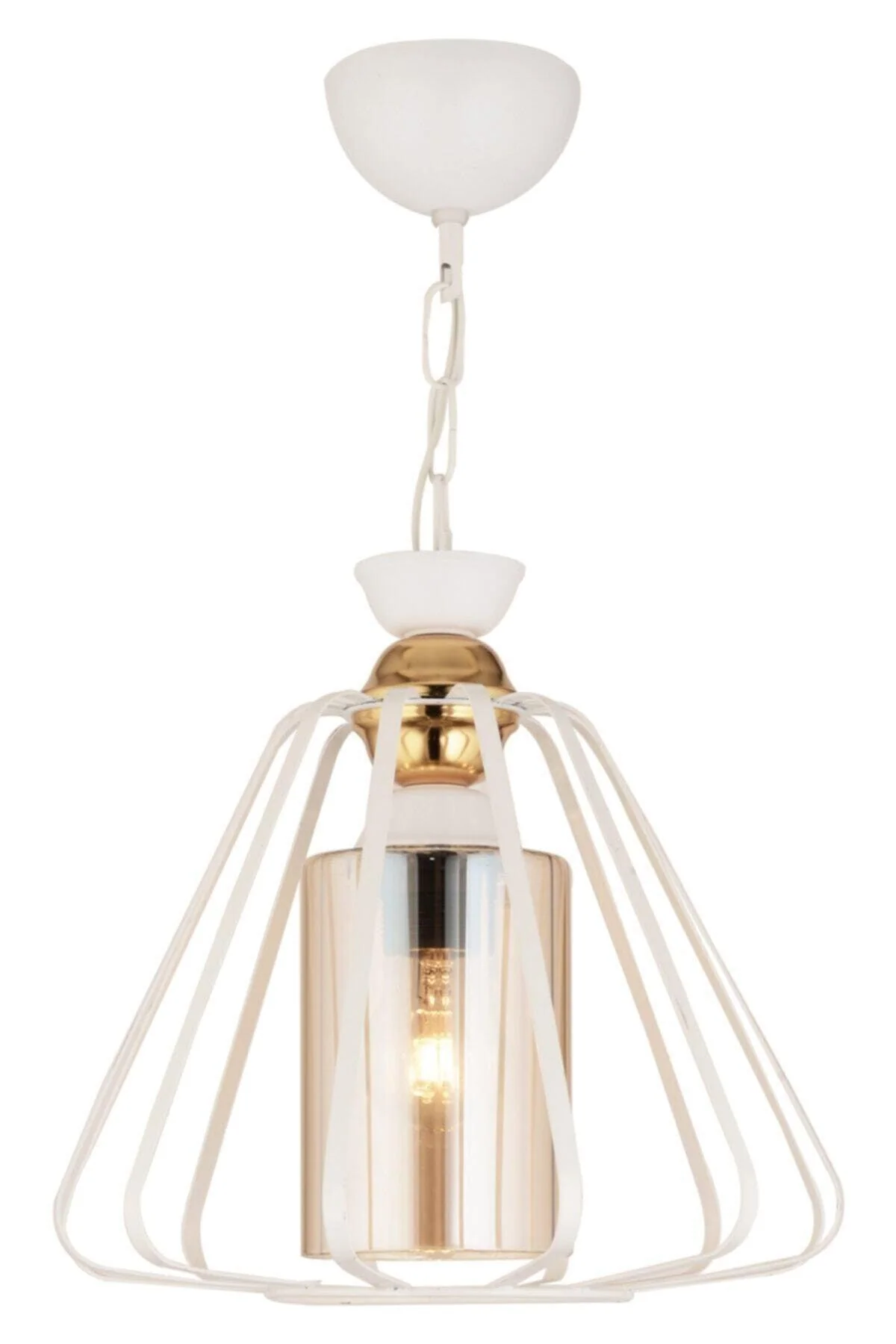 White Metal Single-Tier Downward Facing Chandelier