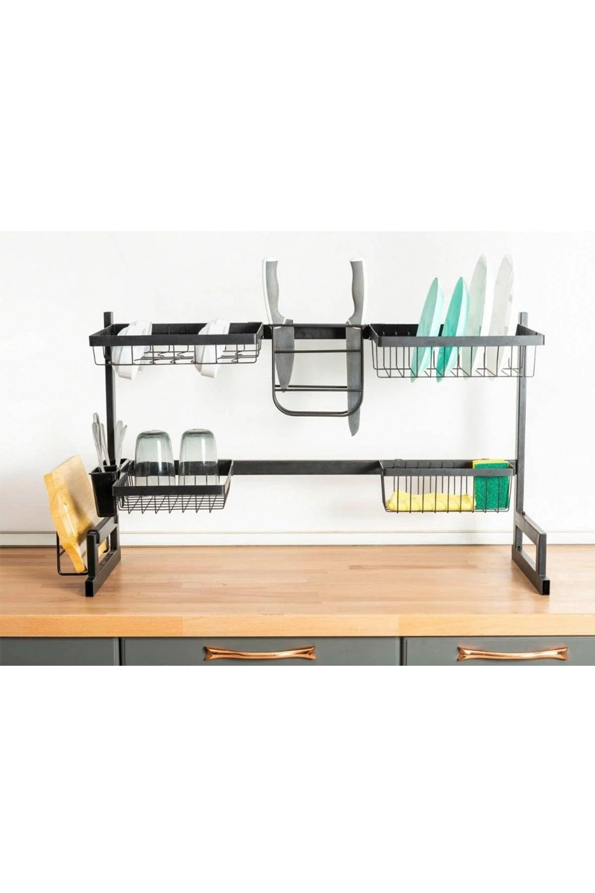 Black Sink-Top Plate and Cup Holder Set