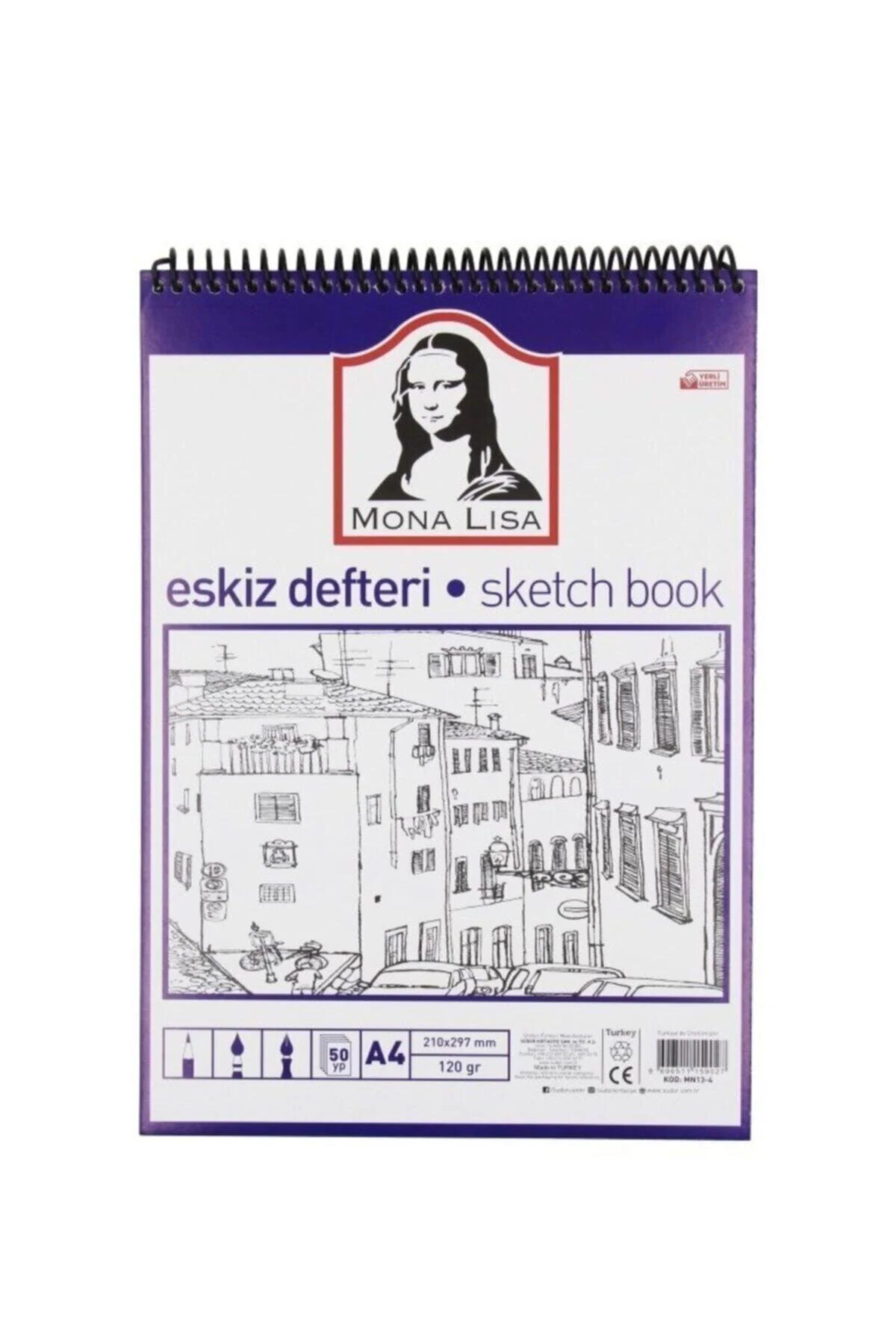 String-bound A4 sketch book with blank paper