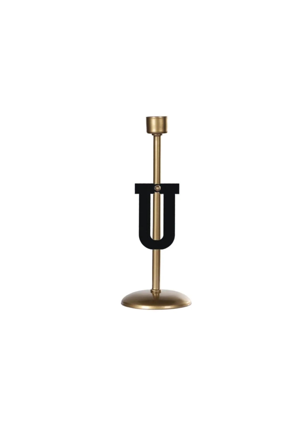 Modern metal U-shaped letter candle holder for custom wall art