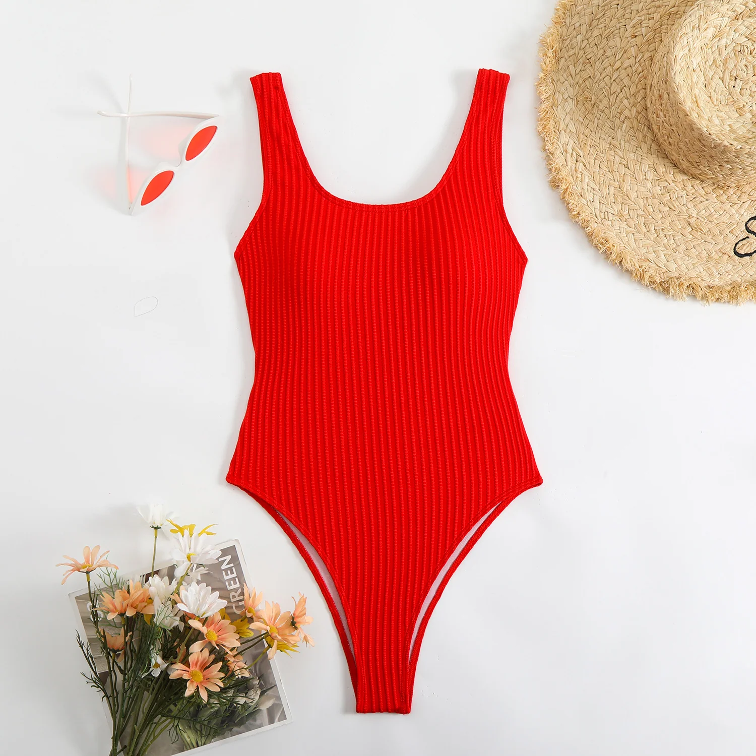 Slimming Solid Color One-Piece Bikini Swimsuit