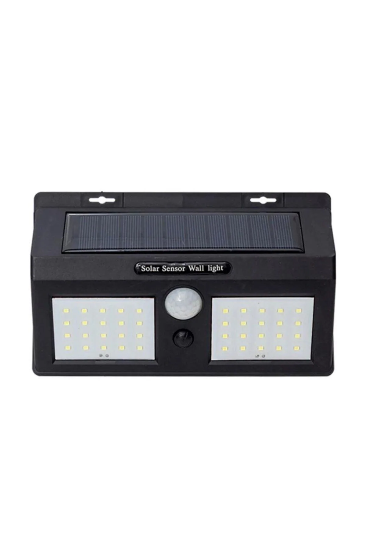 Solar-powered LED wall sconce with motion sensor, dual-head