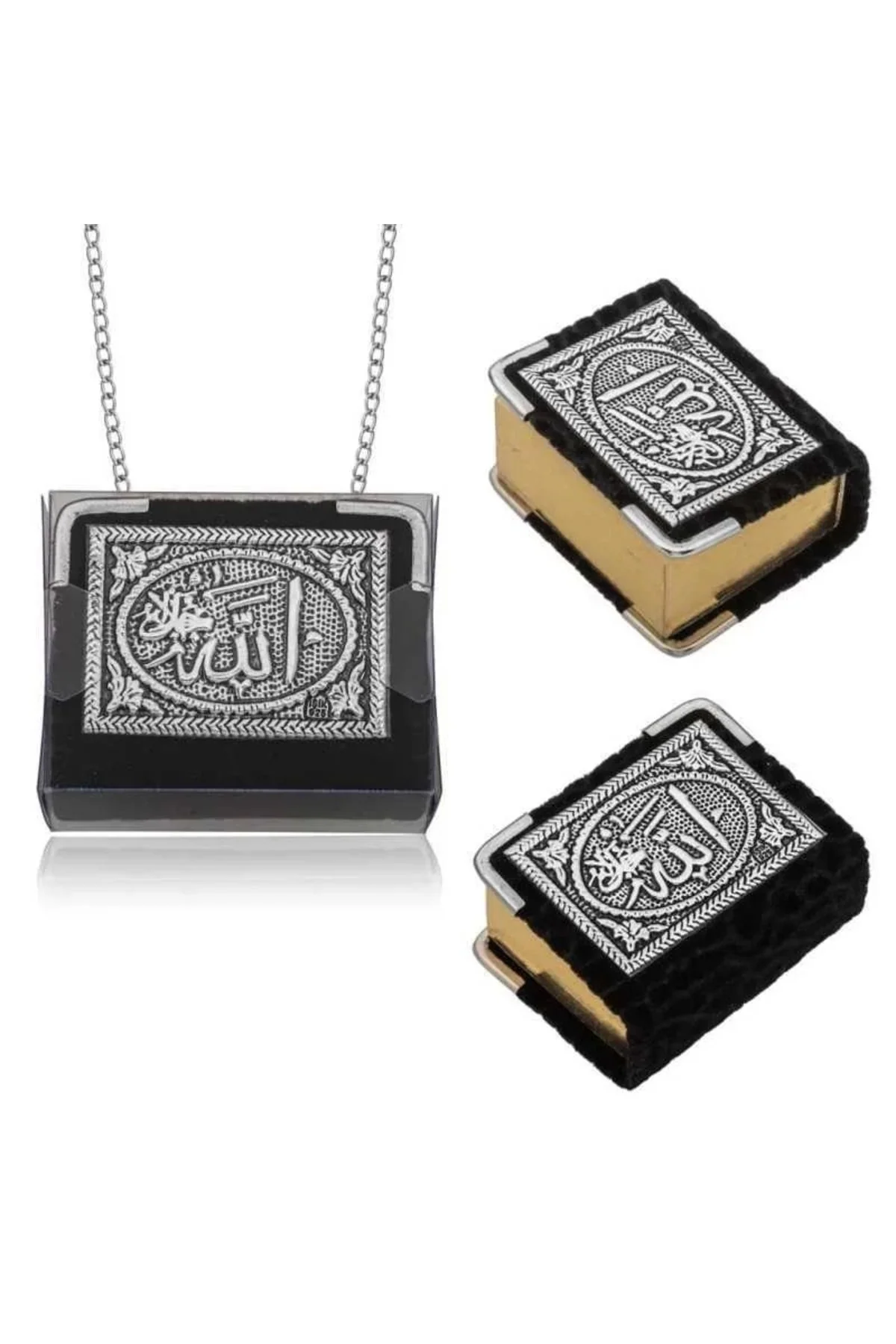 Compact Burgundy Quran with Sterling Silver Chain