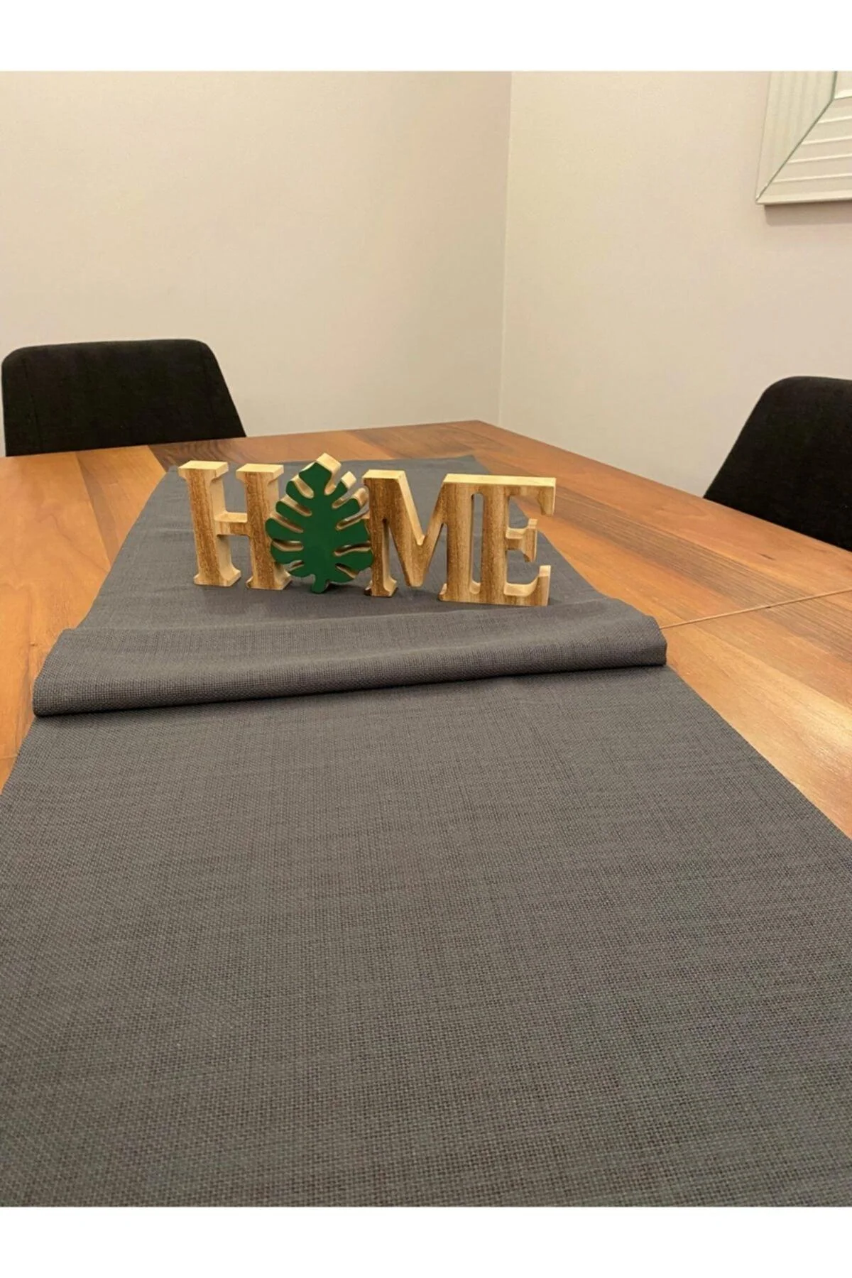 45 x 140 cm smoked linen table runner with stainproof finish