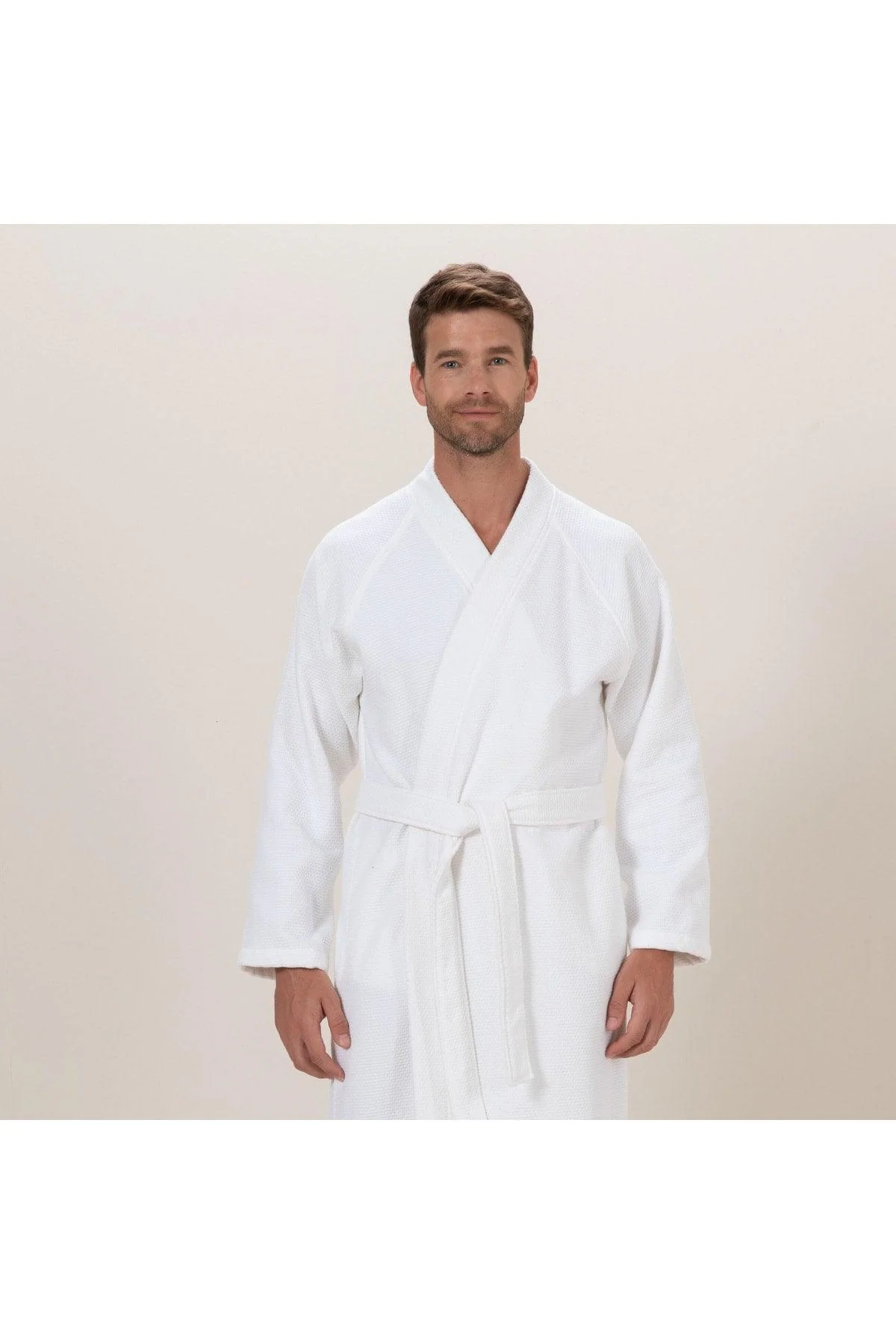 White men's cotton bathrobe