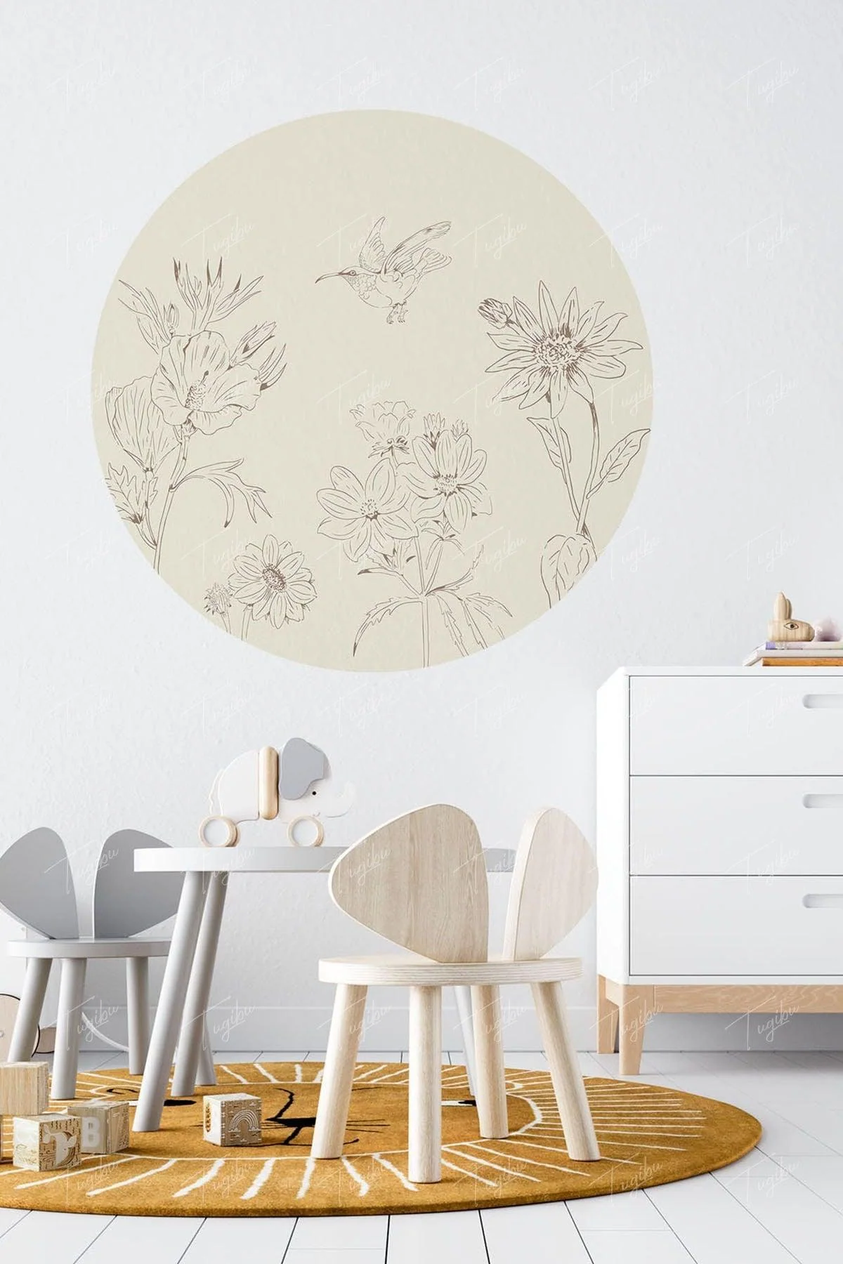 Round beige circle wall decals for interior design
