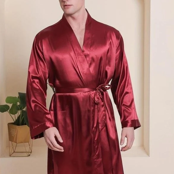 Soft Silk-like Bathrobe for Men - Relaxed Fit