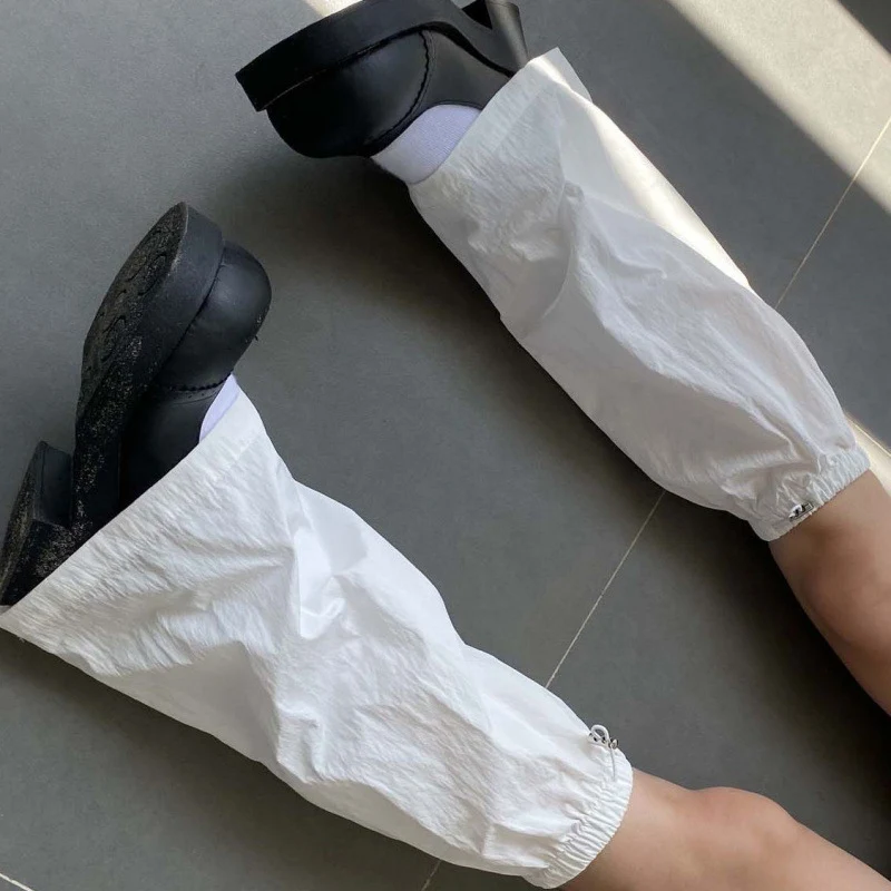 Soft White Ankle Socks with Drawstring